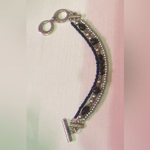 Premier Designs black and silver beaded toggle bracelet